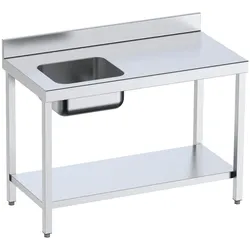 Chef tisch mit 1 becken links 1 regal - 1200x700x850 mm - 1D2107EI Eurast