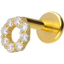 Titan Labret mit Innengewinde + 925er Silber Aufsatz MOISSANIT-KREIS