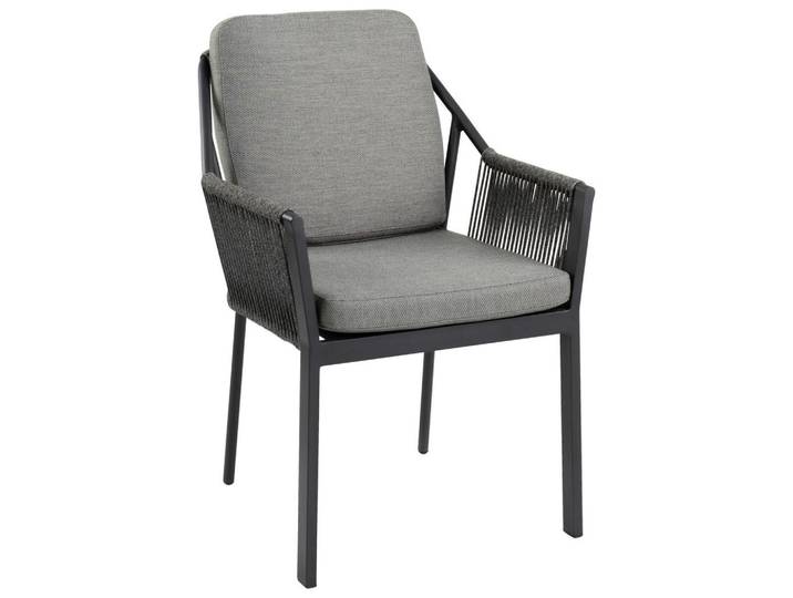 Tierra Outdoor Stapelsessel, Anthrazit, Grau, Metall, Kunststoff, eckig, 61x81x58 cm, stapelbar, Gartenmöbel, Balkonmöbel, Balkonstühle
