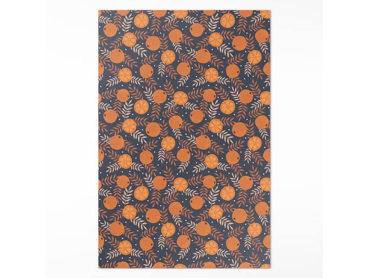 Wallfluent Teppich 120x180 cm Orangen und Blätter Illustration, Kunststoff, 120x180 cm, Teppiche und Böden, Teppiche