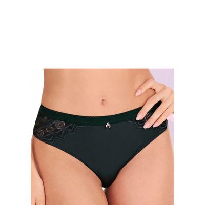 Slip S.OLIVER "Romane", Damen, Gr. 40/42, grün (piniengrün), Spitze, Obermaterial: 86% Polyamid, 14% Elasthan, Unterhosen Slip, mit graphischer Spitze in transparenter Optik