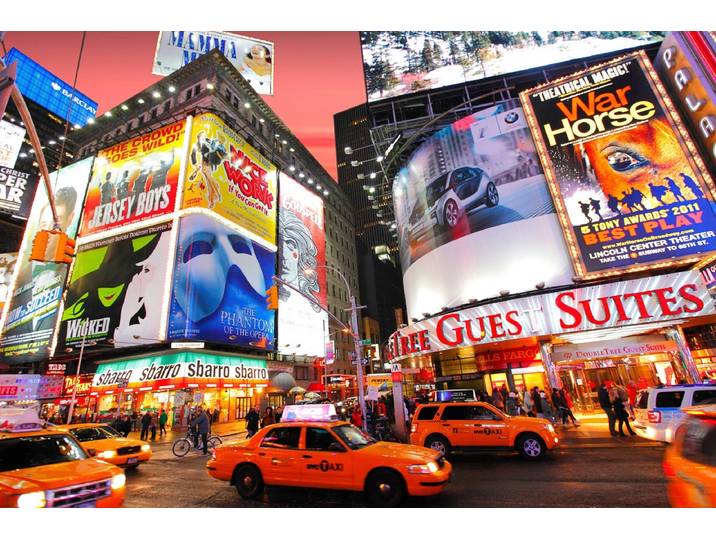 Fototapete PAPERMOON Time Square , bunt, B:4m L:2,6m, Vlies, Tapeten, Fototapete