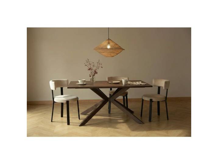 Table à manger rectangulaire effet noyer 6 à 8 personnes 180x90 cm XAVIER