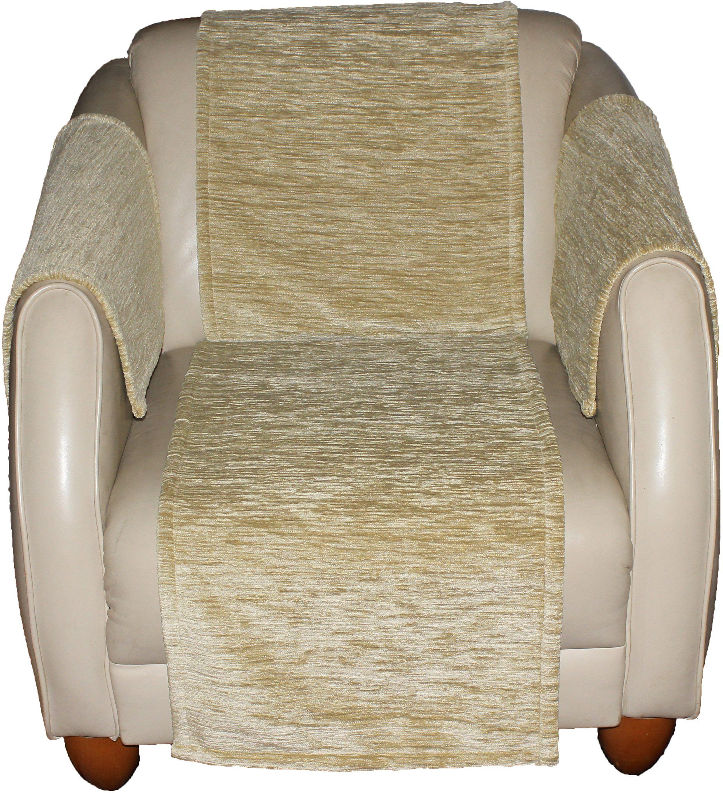 Sofahusse WIRTH "Miriam", beige, Kunstfaser, Hussen, Sofahusse, 2-er Set, Armlehnenschoner, Maß: 60 x 40 cm, 2 Stück