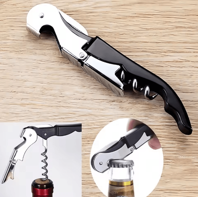 Uplift Curations VinoServe 410 Waiters Corkscrew Professional Stainless Steel Wine Bottle Opener With Foil Cutter Compact Bar Tool VinoServe 410 Waiters Corkscrew Professional Stainless Steel Wine Bottle Opener With Foil Cutter Compact Bar Tool