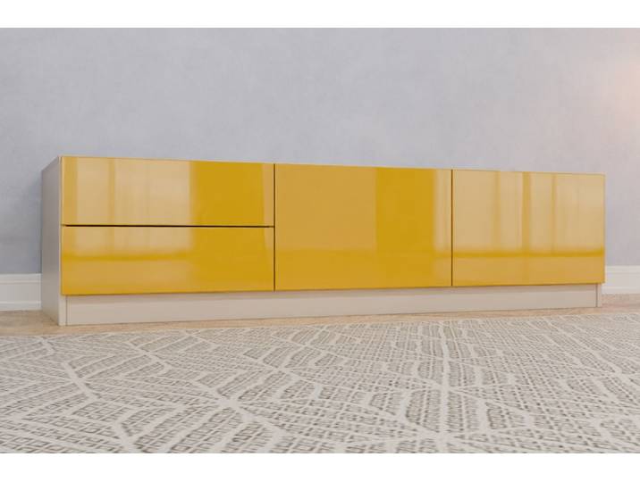 Büro Sideboard nach Maß - RAL 1012 Zitronengelb - 46x180x62cm - Individuell konfigurieren