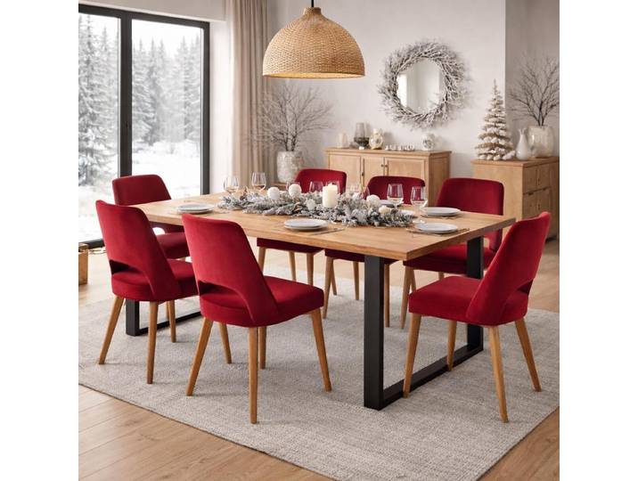 Wildeiche-Massivholztisch 180x90cm mit U-Gestell - gerade Kante