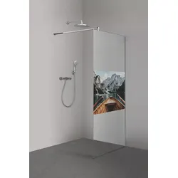 Sprinz Walk-In-Duschkabine Freistehende Scheibe mit Digitaldruck teilflächig im Schambereich „Inloop Color“ B: 1000 mm H: 2100 mm