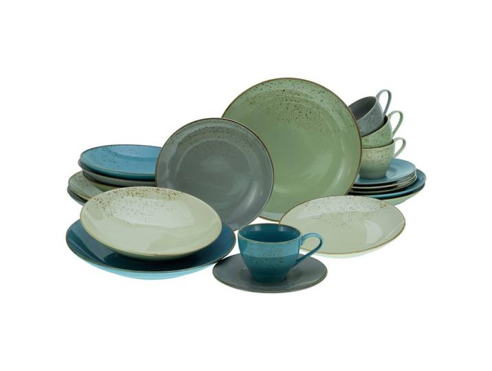 Creatable Kombiservice Nature Collection Bunt, Mehrfarbig, Keramik, 20-teilig, 200 ml,200 ml, Essen & Trinken, Geschirr, Geschirr-Sets, Kombiservice
