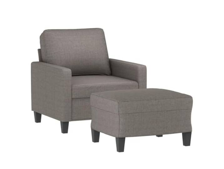 KTHLBRH Sessel mit Fußstütze Taupe 60 cm aus Stoff Sperrholz und Metall, Schaumstoff, 110 kg Tragfähigkeit, 1 Sofa und 1 Fußstütze
