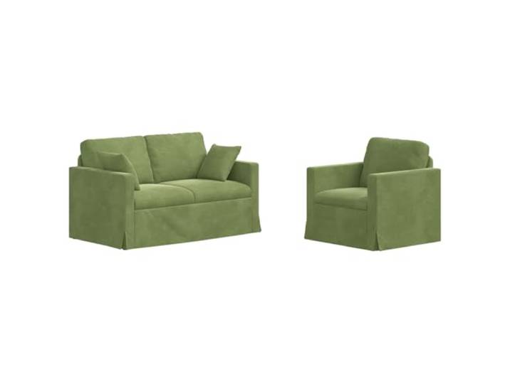 Todiikf Modulares Sofagarnitur 2-teilig Hellgrün Samt Metallrahmen Flexibles Polstermöbel-Set aus samtweichem Polyester mit schwarzem Metallgestell für Wohnzimmer und Schlafzimmer.