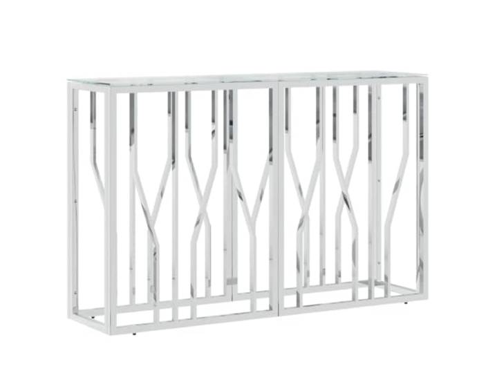 MNCVXAXG Konsolentisch 110 x 30 x 70 cm Edelstahl und Glas Silber Tischplatte aus gehärtetem Glas, 4 mm, Gestell aus Edelstahl, Wandbefestigung inklusive, Montage erforderlich, Farbe: