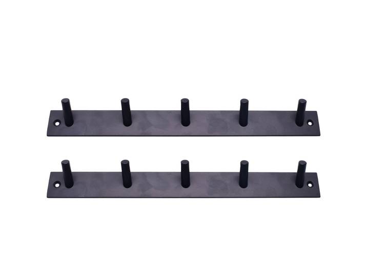 2er-Set Garderobenleiste aus Stahl mit 5 Haken, schwarz