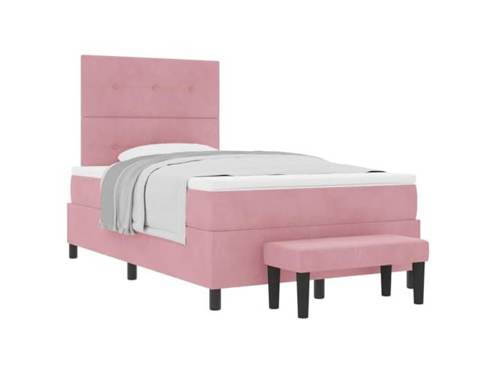 KKgypkn Boxspringbett mit Matratze und Kopfteil Rosa 120 x 200 cm Samt