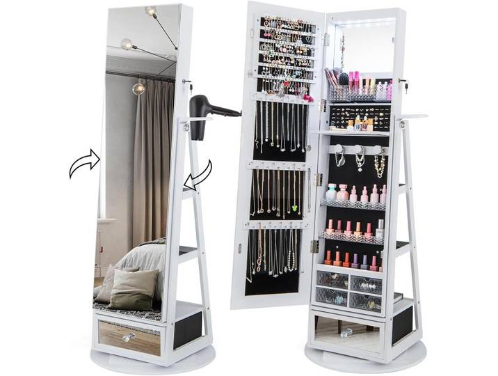 SCHMUCKSCHRANK 164cm Weiß