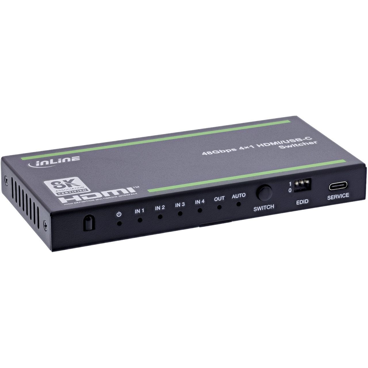 InLine HDMI Switch, 4-fach, 48Gb/s, 8K@60Hz, mit USB-C