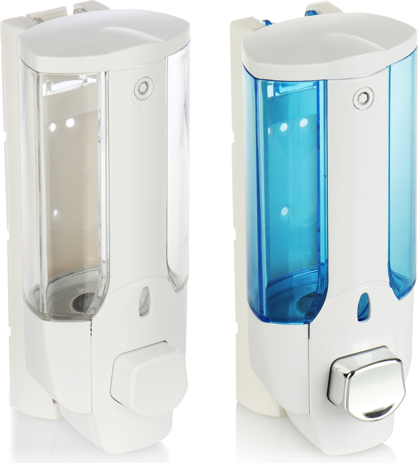 COM-FOUR 2x Wandzeepdispenser voor douchegel en shampoo, navulbaar