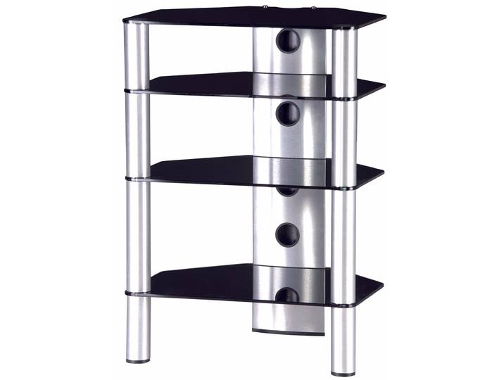 Balcar RX2140-B-SLV HiFi-Rack RX2140 Schwarzglas Alu – TV Möbel