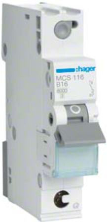 Hager Disjoncteur unipolaire C-16A 6kA 1M QC MCS116 (MCS116)