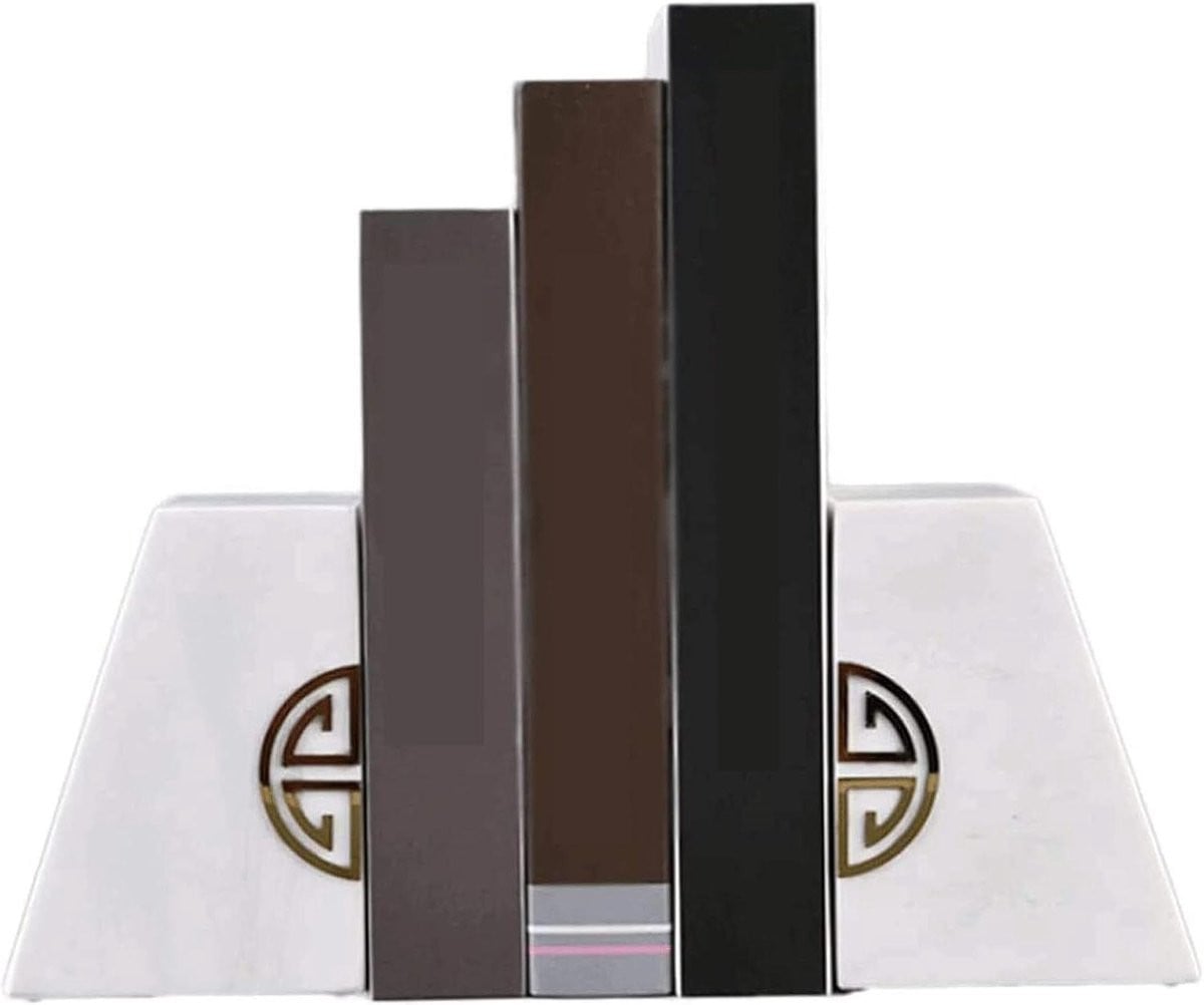 Handgemaakte Marmeren Boekensteunen - Wit - 4000 Gram