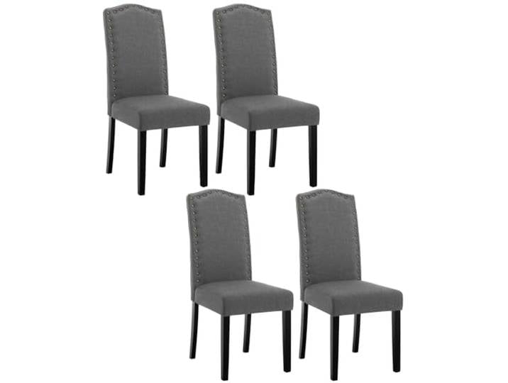 WOLTU 4er Set Esszimmerstühle, Küchenstuhl mit hoher Rückenlehne, Polsterstuhl, Wohnzimmerstuhl, Design Stuhl, mit Massivholzbeinen, gepolstert, Leinen, Dunkelgrau, BH386dgr-4