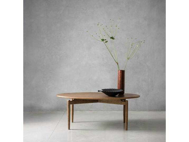 Table basse vintage en bois de chêne, forme ovale BRADFORD