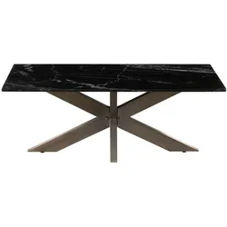 Couchtisch 120x60x45 Marmor schwarz / Kreuzgestell Eisen Antik Grau BARCELONA #404