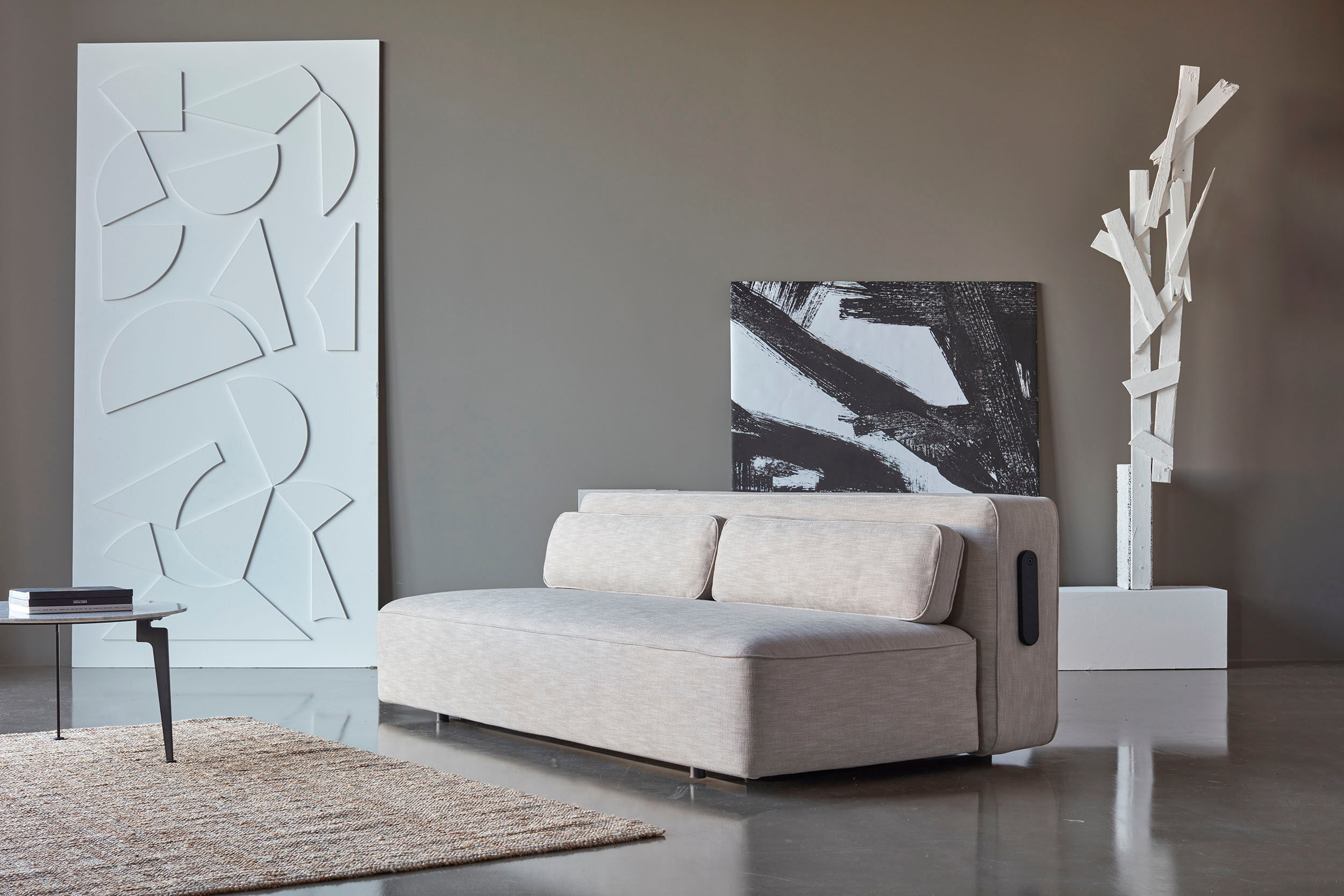 Schlafsofa INNOVATION LIVING ™ "YONATA hoher Sitz- & Liegekomfort, Breite 207cm, große Liegefläche", beige (latte 586, phobos), Struktur grob PHOBOS, Sofas, Schlafsofa, komfortable Taschenfederkernpolsterung, Breite Liegefläche 200/145 cm