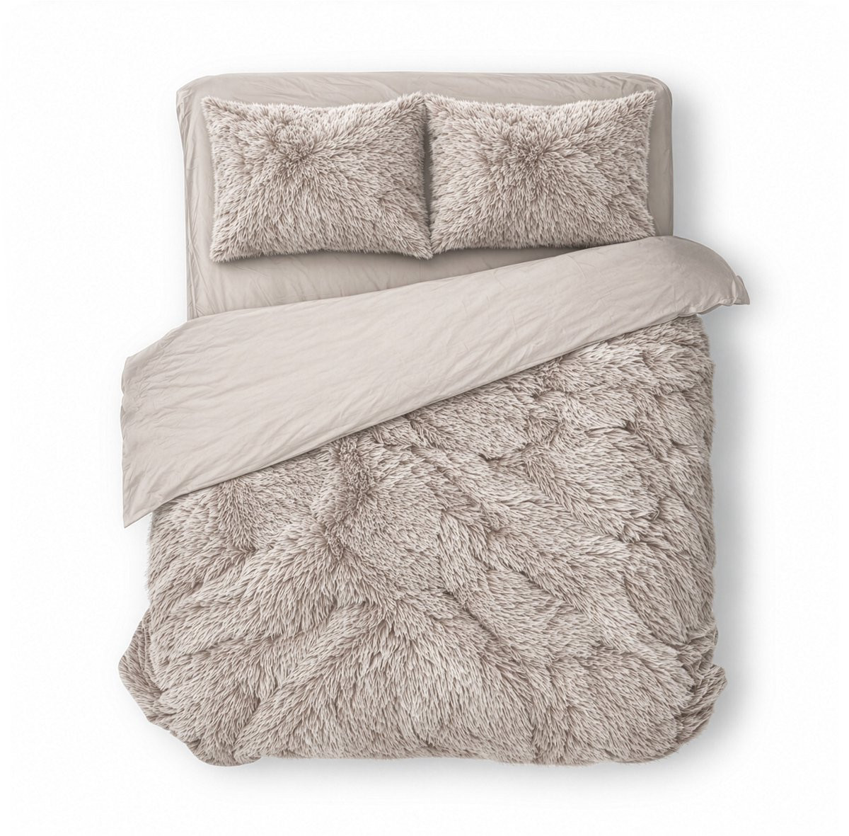 Dekbedovertrek Teddy Pluche Long Hair - Sand - 200 x 220 cm
