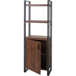 Bücherregal HWC-A27, Regal Standregal Wohnregal, Staufach mit Tür 165x55cm 3D-Struktur Wildeiche-Optik