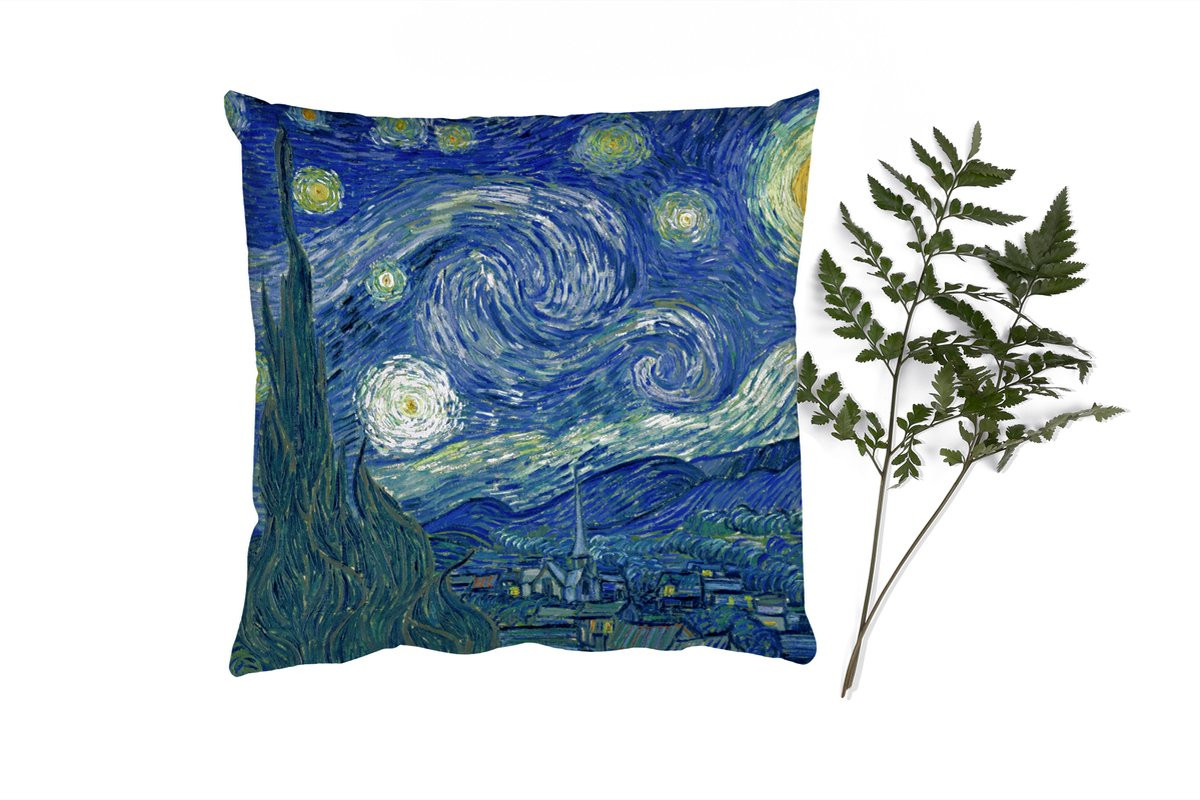 PillowMonkey Sierkussen Sterrennacht Vincent van Gogh - 60 x 60 cm