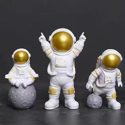 Inspired Finds 4 Piece Astronaut Figurine Set Space Themed Desk Decor & Educational Toy gold 3pcs