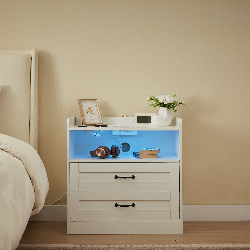 17 Stories 65cm W Particle Board / Chipboard Bedside Table White 65cm H X 65cm W X 40cm D