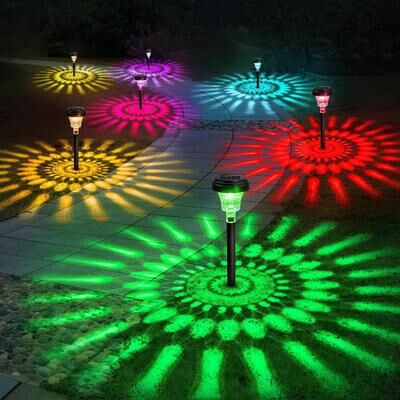 On Spot Shop Outdoor Solar Pathway Lights With RGB Color Changing & Warm White Modes, IP Waterproof LED Solar Yard Lamp For Driveway rgb Color