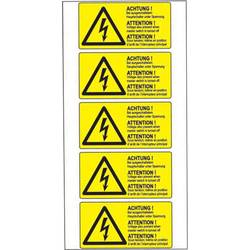 TE CONNECTIVITY Warn-Kombischild Bei ausgeschaltetem Hauptschalter unter Spannung Folie selbstklebend (B x H) 74 mm x 37 mm 5 St. 1768020-3