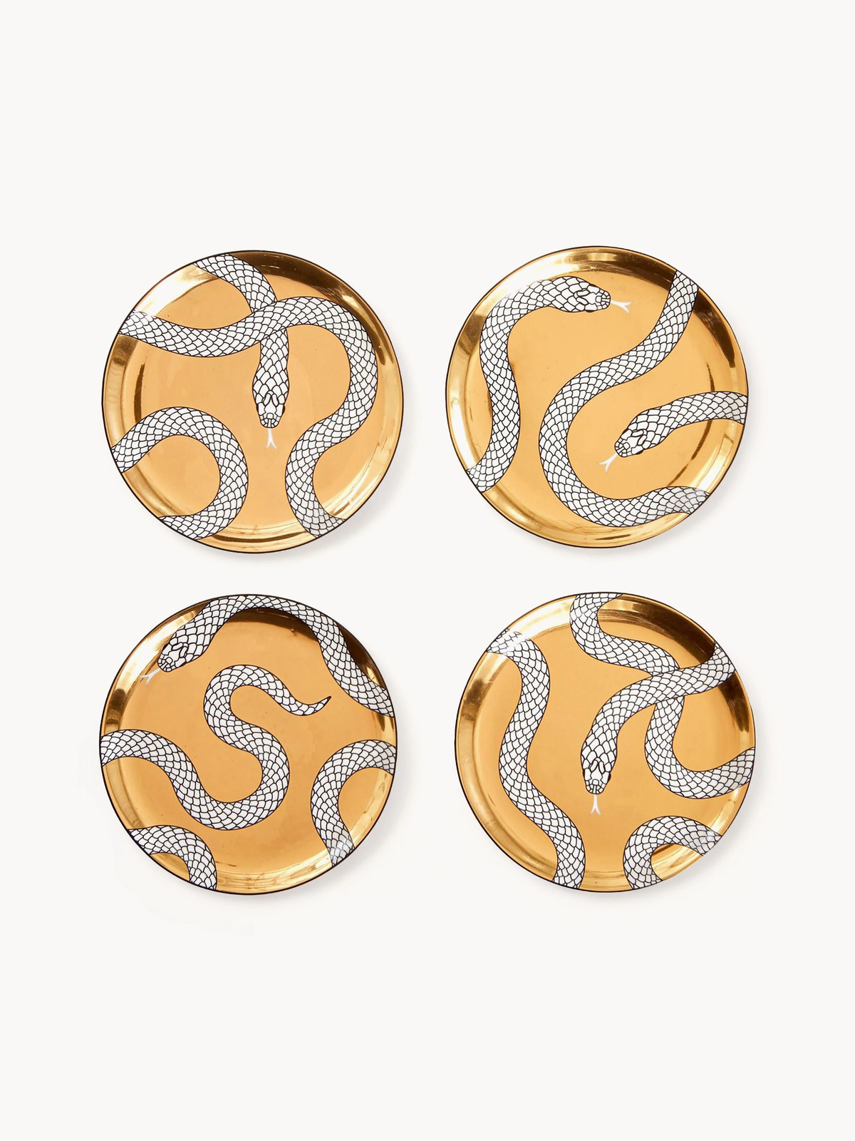 Jonathan Adler Porseleinen onderzetter Eden met goud, 4-delig
