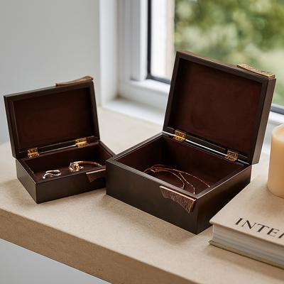 Sagebrook Home "Faux Leather Storage Boxes with Metal Accents (Set of 2) - 9/11"" Gray - 11"" x 8"" x 4"""