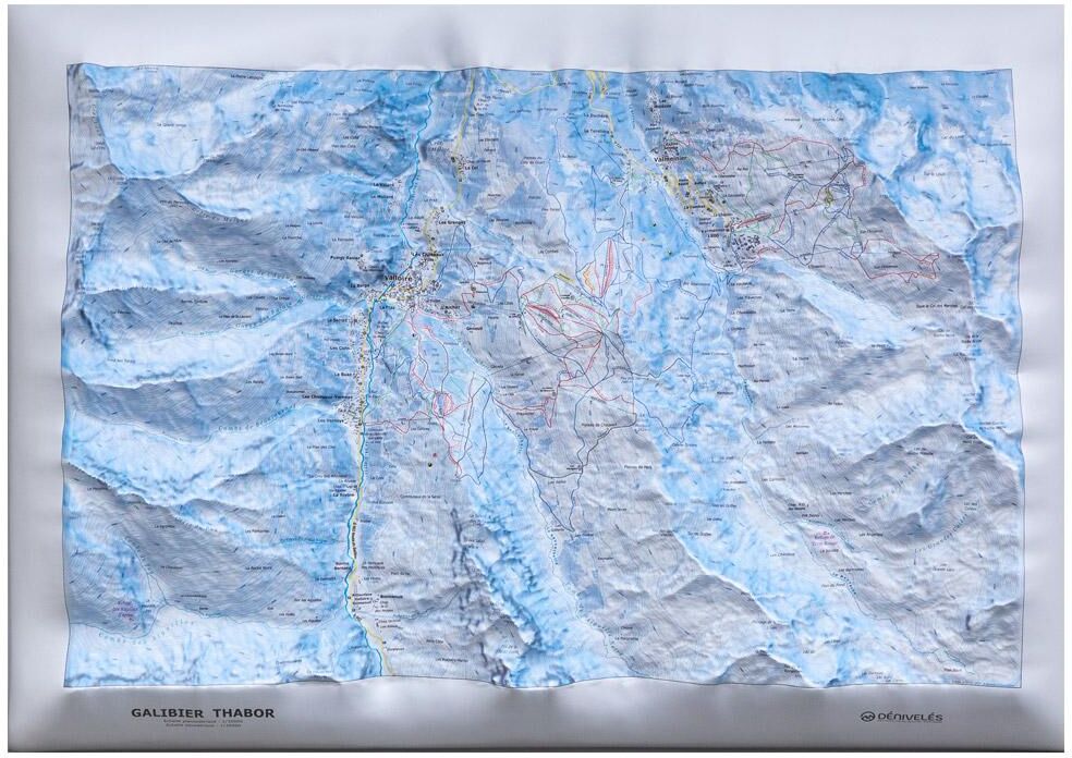 Deniveles  - Pack Carte 3D Domaine Galibier-Thabor (Winter) + Cadre 50x70 cm - Carte 3D