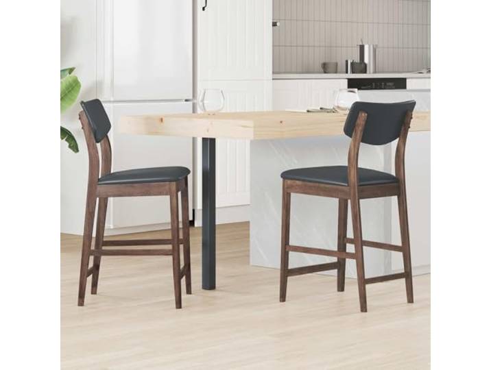 UYPTERF Esszimmerstühle 2 STK. Massives Gummiholz Hellbraun Für Innenräume, quadratische Beine, ergonomischer Sitz, feuchtes Tuch Reinigung, moderne Essbereiche