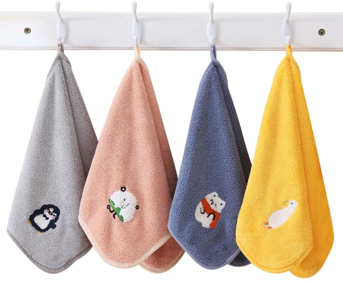 4-delige set kindertowels multicolore wasdoeken voor kinderen 50 x 25 cm