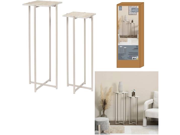 HOME DECO FACTORY 2 Beistelltische RIGA 30x30x80cm beige