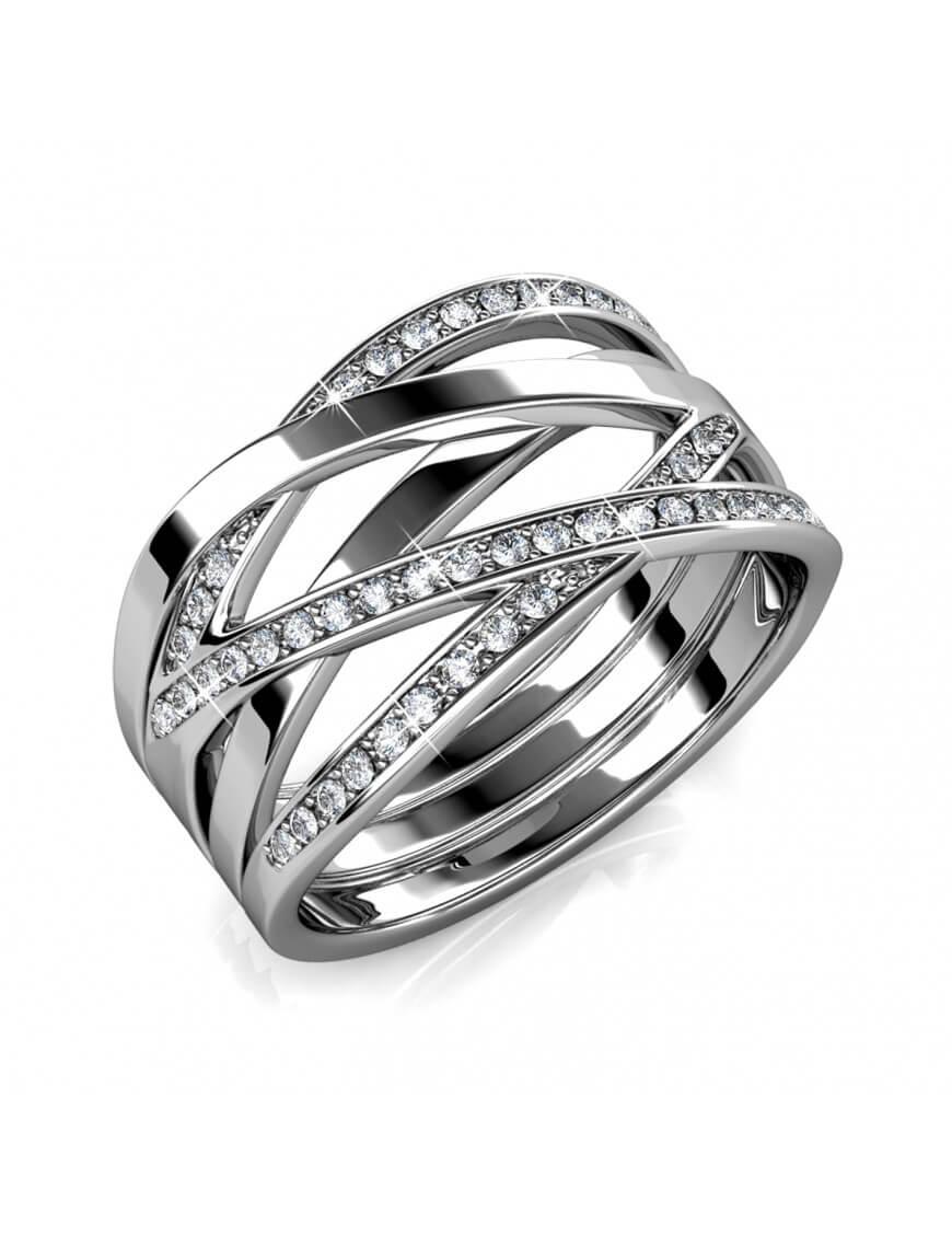 Criss Cross Ring - Silber und Kristall