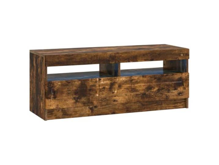GKHPYURE TV-Schrank mit LED, Eiche Rauch, aus Holz, platzsparend Integrierte LED-Leuchten, 90° umkehrbare Anschlüsse, 17,7 kg, feuchtigkeitsbeständig, nur für den Innenbereich