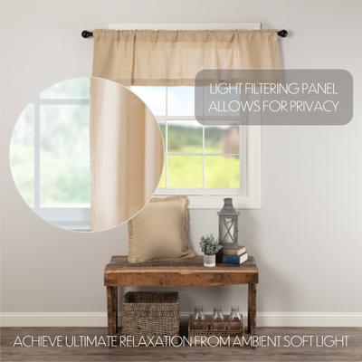 VHC Brands Farmhouse Kitchen Curtains VHC Cotton Burlap Valance Rod Pocket Solid Color