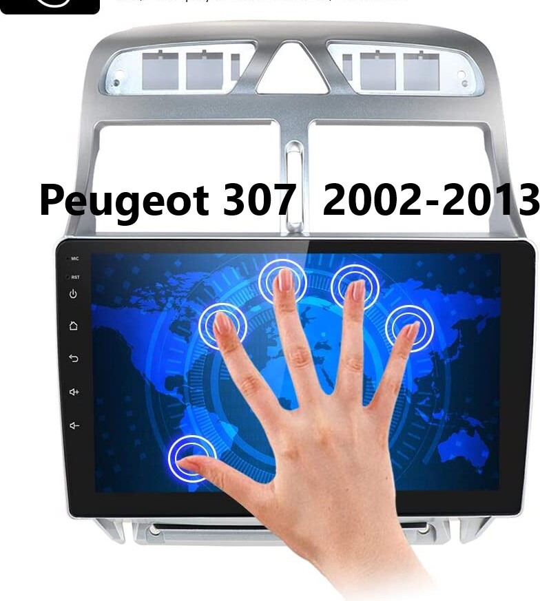 Peugeot 307 Android 10 Autoradio 9" Touchscreen BT GPS Navi Carplay RDS 64GB 4GB