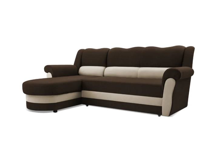Ecksofa BRUNO Links Braun/beige (Bahama 08 + Bahama 33)