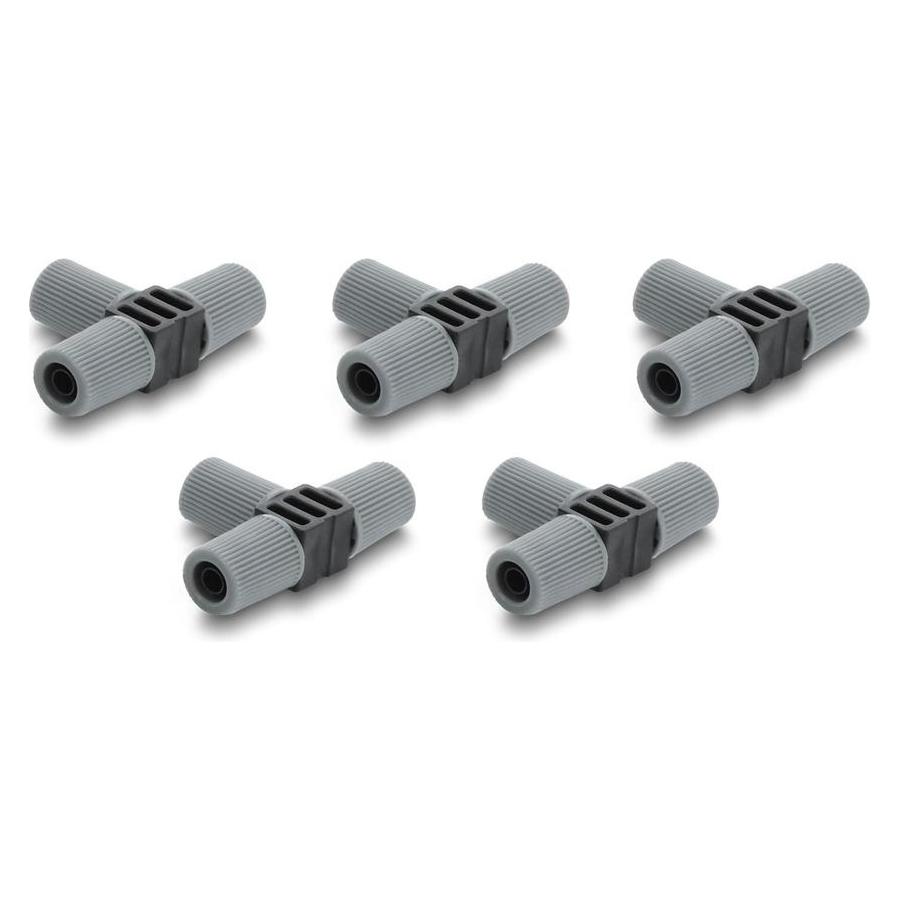 Delock T-Verbinder für 4,6 mm Micro-Drip Bewässerungsschlauch grau / schwarz 5 Stück (Tropfbewässerung Set) (22263)