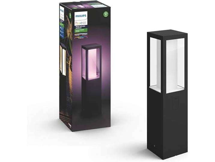 Philips Hue White & Color Ambiance\, Borne extérieure IMPRESS\, Noire\, fonctionne avec Alexa\, Google Assistant et Apple Homekit