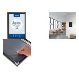 Europel Plakatrahmen Economy, DIN A2, 25 mm, schwarz aus eloxiertem Aluminium, abgerundetes Rahmenprofil 25 (355067)