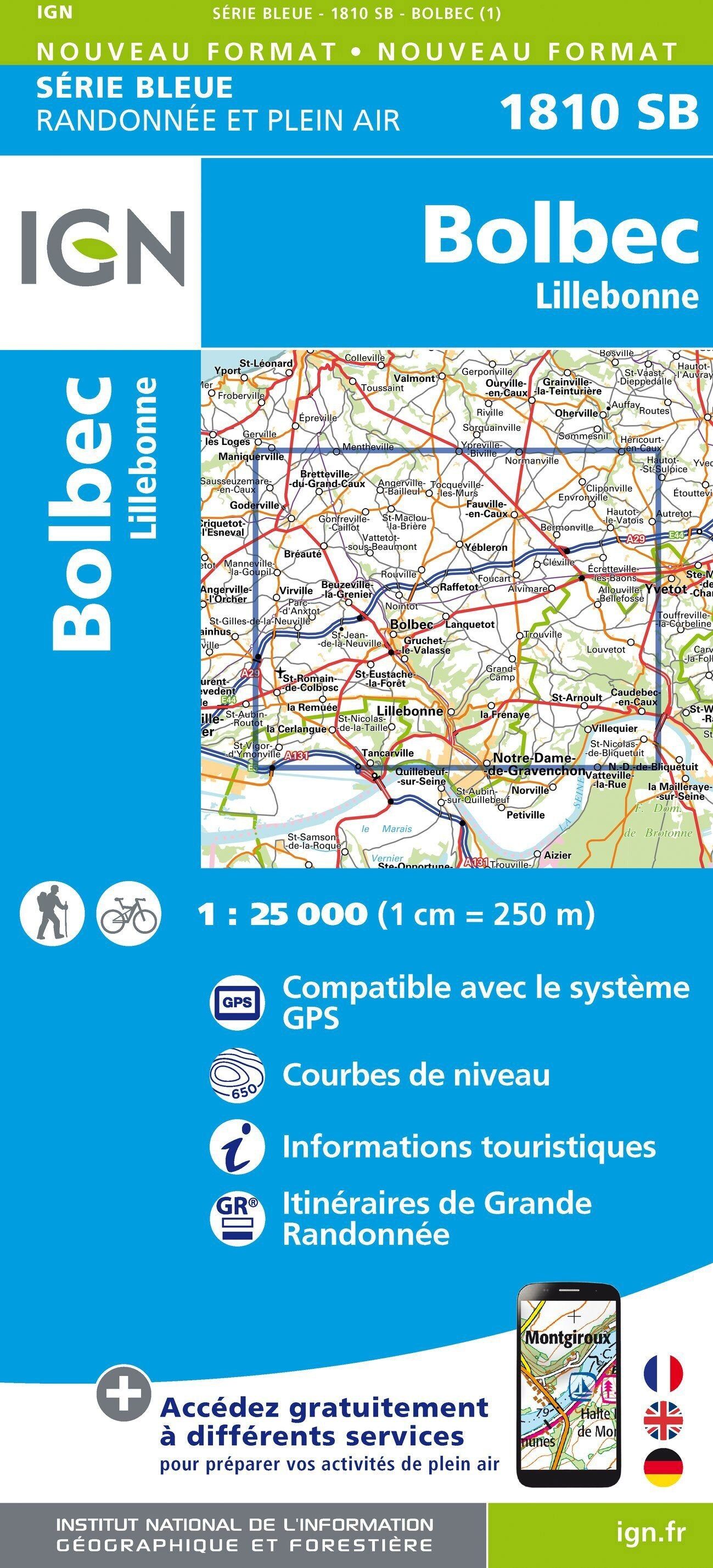 Carte de randonnée IGN Série Bleue n° 1810 - Bolbec, Lillebonne